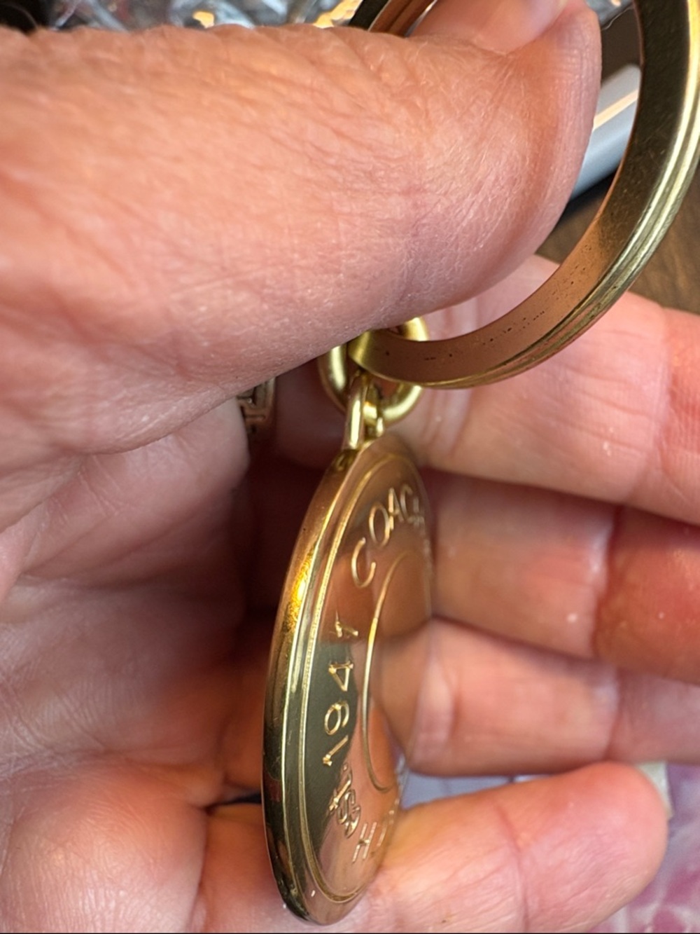 Coach Gold Logo Round Key Ring - Picture 3 of 3